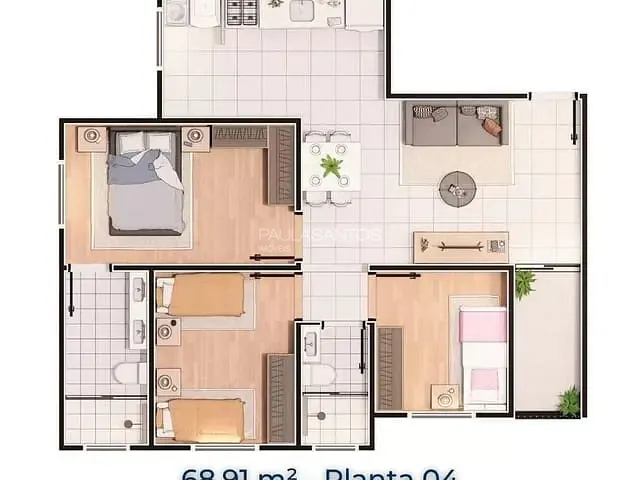 Apartamento 3 quartos e 2 banheiros, à venda, no bairro Vila Haro em Sorocaba