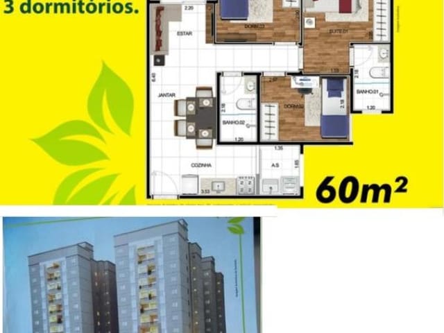Foto do Apartamento - Apartamento com 3 dormitórios à venda, 60 m² por R$ 200.000,00 - Caguaçu - Sorocaba/SP | Ary Proenca Negócios Imobiliários Ltda