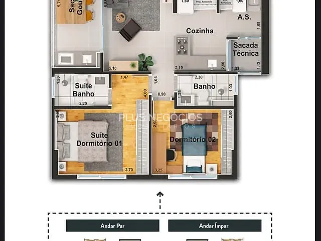 Apartamento com 78m² 2 quartos e 1 banheiro, à venda, no bairro Jardim Maria José em Votorantim