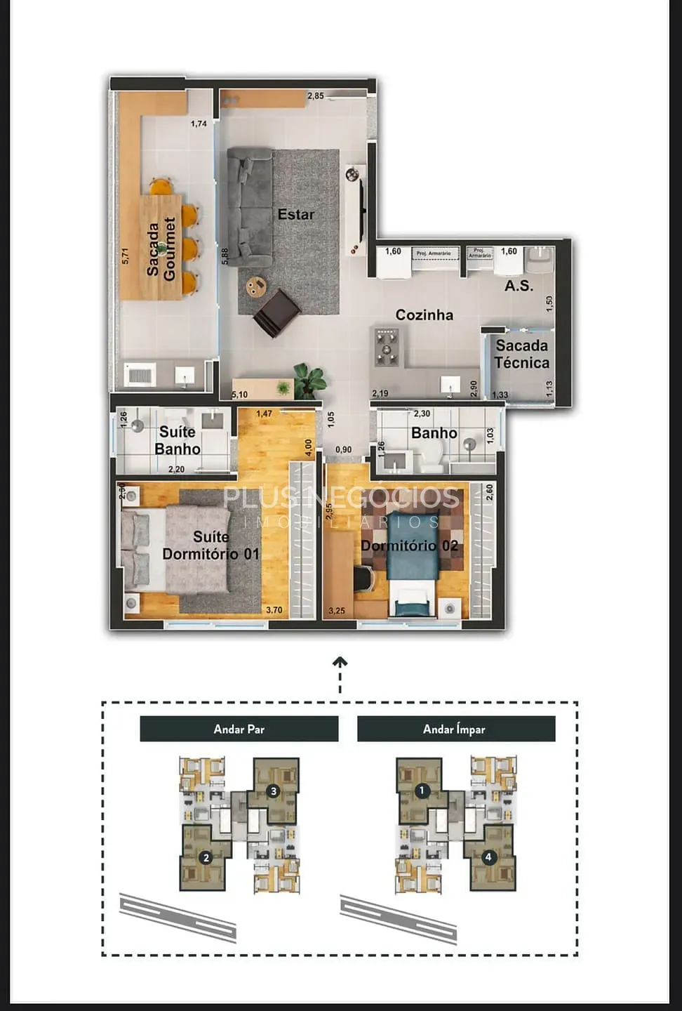 Apartamento, 2 quartos, 78 m² - Foto 2