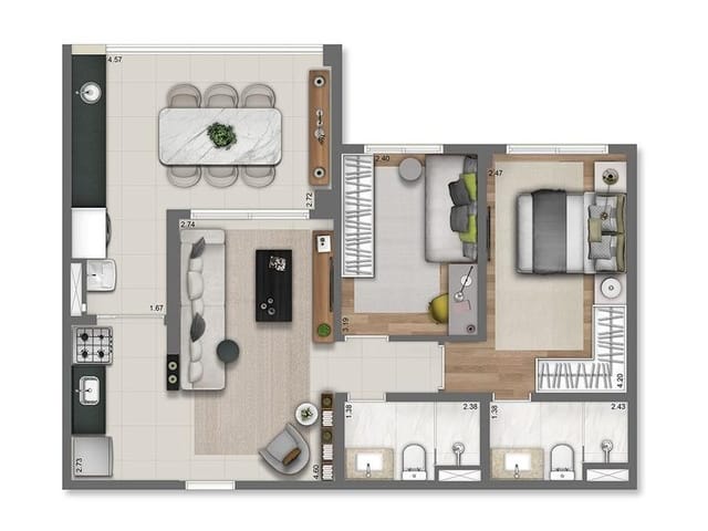 Apartamento com 68m² 2 quartos e 2 banheiros, à venda, no bairro Vila Gomes Cardim em São Paulo