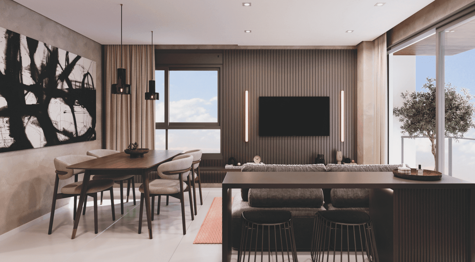 Apartamento à venda no Parque Una – 1 quarto, vista para o Parque, fechadura digital e persianas automatizadas!