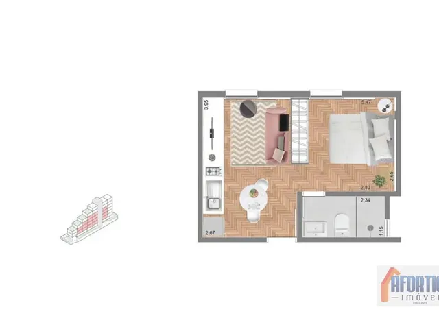Apartamento 1 quarto e 1 banheiro, à venda, no bairro Portão em Curitiba