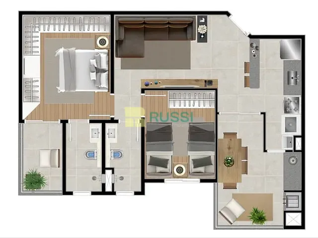 Apartamento 2 quartos e 1 banheiro, à venda, no bairro Jardim Oswaldo Cruz em São José dos Campos