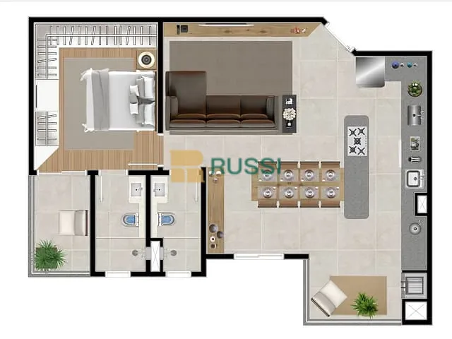 Apartamento 2 quartos e 1 banheiro, à venda, no bairro Jardim Oswaldo Cruz em São José dos Campos