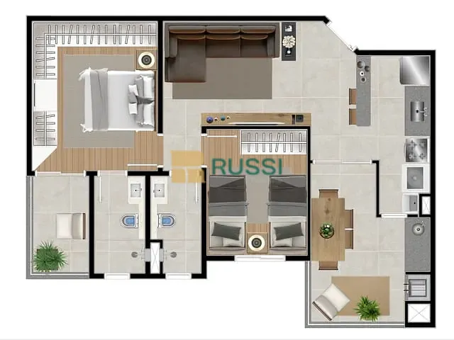 Apartamento 2 quartos e 1 banheiro, à venda, no bairro Jardim Oswaldo Cruz em São José dos Campos