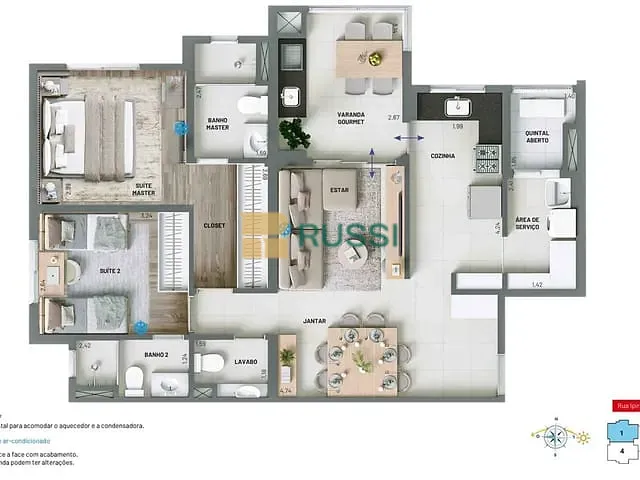 Apartamento com 87m² 2 quartos e 3 banheiros, à venda, no bairro Jardim Fátima em São José dos Campos