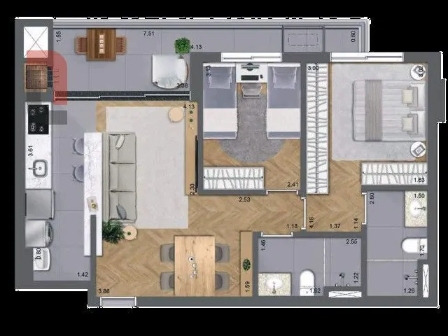 Apartamento 2 quartos e 2 banheiros, à venda, no bairro Bigorrilho em Curitiba