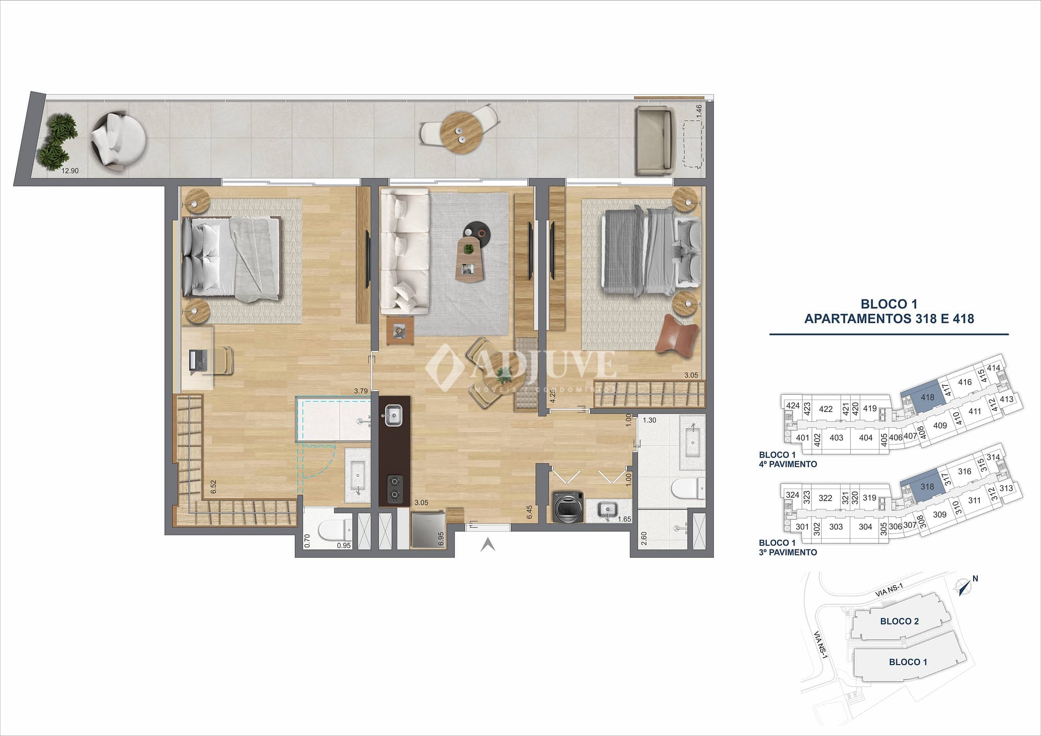 Apartamento à venda com 2 quartos, 55m² - Foto 3