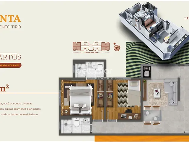 Apartamento com 76m² 2 quartos e 1 banheiro, à venda, no bairro Fernão Dias em Belo Horizonte