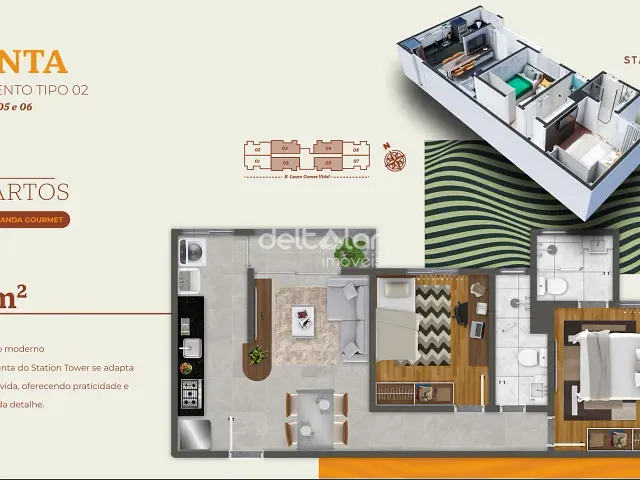 Apartamento 2 quartos e 1 banheiro, à venda, no bairro Fernão Dias ( Minas Shopping) em Belo Horizonte