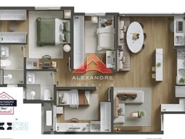 Apartamento 3 quartos e 2 banheiros, à venda, no bairro Parque Industrial em São José dos Campos
