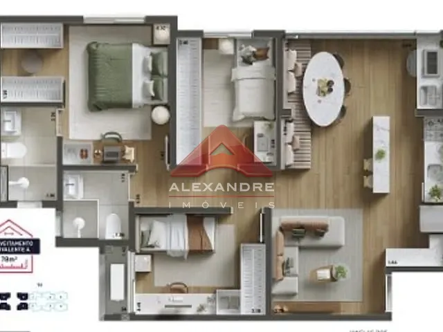 Apartamento 3 quartos e 2 banheiros, à venda, no bairro Parque Industrial em São José dos Campos