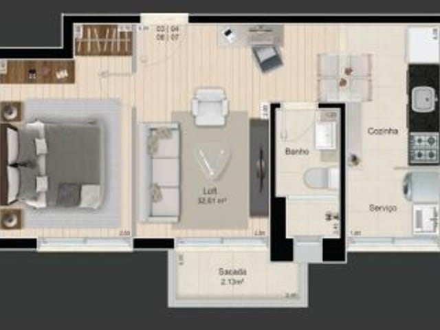 Apartamento 1 quarto e 1 banheiro, à venda, no bairro Centro em Pelotas