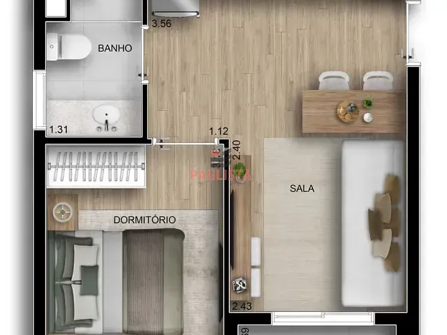 Apartamento 1 quarto e 1 banheiro, à venda, no bairro Vila Clementino em São Paulo