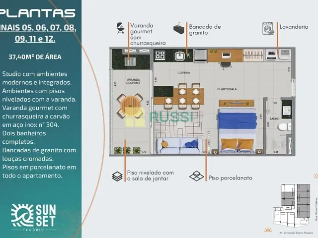 Apartamento 1 quarto e 1 banheiro, à venda, no bairro Felix em Ubatuba