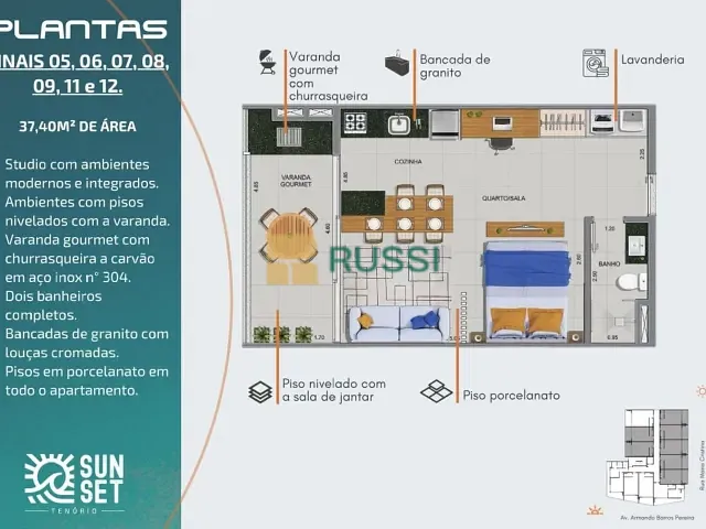 Apartamento 1 quarto e 1 banheiro, à venda, no bairro Felix em Ubatuba