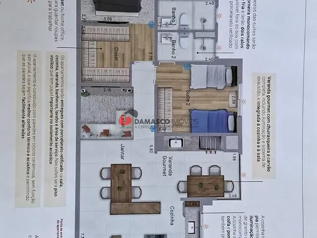 Apartamento 2 quartos e 3 banheiros, à venda, no bairro Santa Paula em São Caetano do Sul