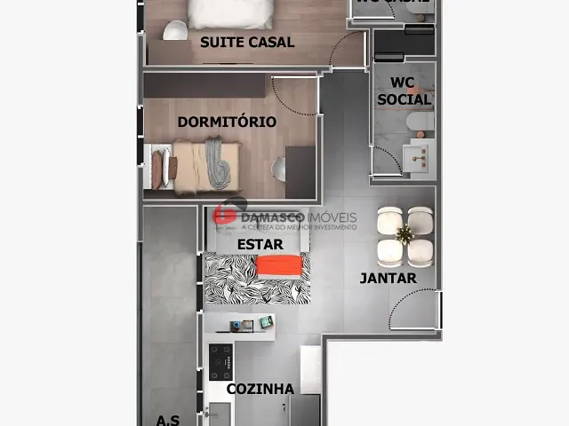 Apartamento 2 quartos e 1 banheiro, à venda, no bairro Rudge Ramos em São Bernardo do Campo