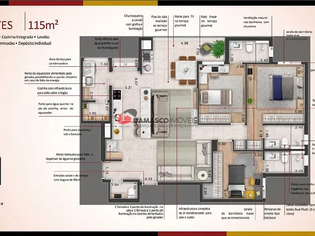 Apartamento 3 quartos e 4 banheiros, à venda, no bairro Centro em São Caetano do Sul