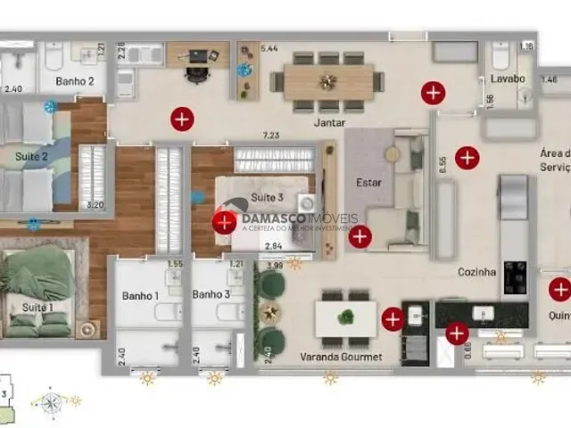 Apartamento com 131m² 3 quartos e 4 banheiros, à venda, no bairro Santa Paula em São Caetano do Sul