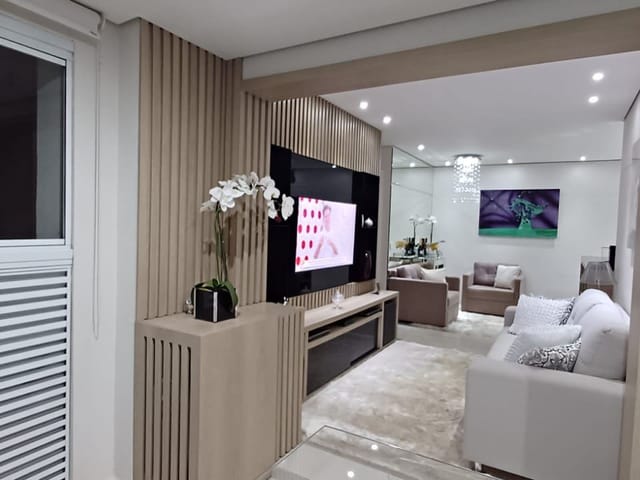 Foto do Apartamento - Apartamento à venda 2 dormitórios e 2 vagas de garagem na Chácara Inglesa, Cozinha americana planejada, Terraço gourmet envidraçado. Andar Alto | Paulista Imóveis.