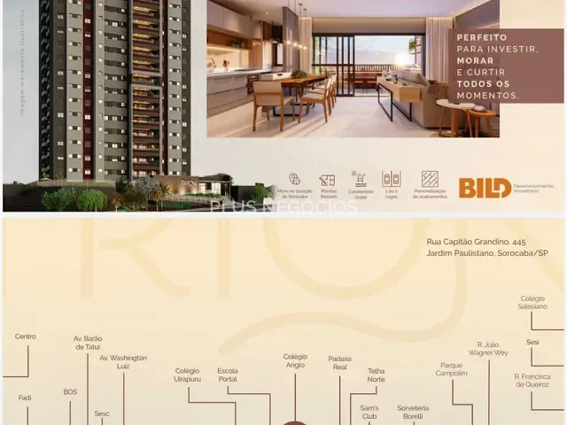 Apartamento com 69m² 2 quartos e 2 banheiros, à venda, no bairro Jardim Paulistano em Sorocaba