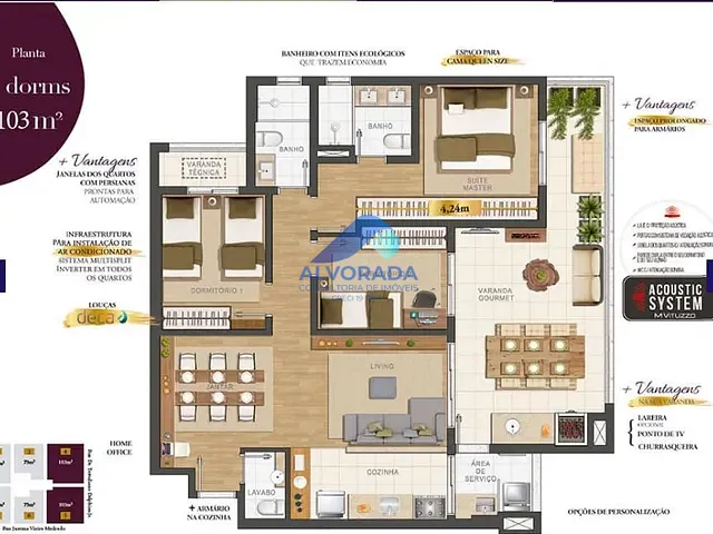 Apartamento 2 quartos e 2 banheiros, à venda, no bairro Jardim Aquarius em São José dos Campos