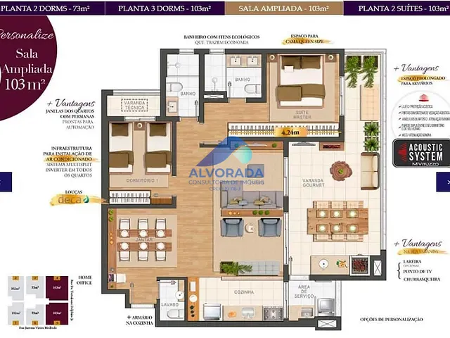 Apartamento 2 quartos e 2 banheiros, à venda, no bairro Jardim Aquarius em São José dos Campos