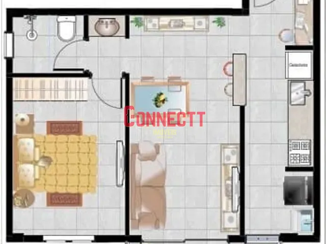 Apartamento com 42m² 1 quarto e 1 banheiro, à venda, no bairro Vila Monte Alegre em Ribeirão Preto