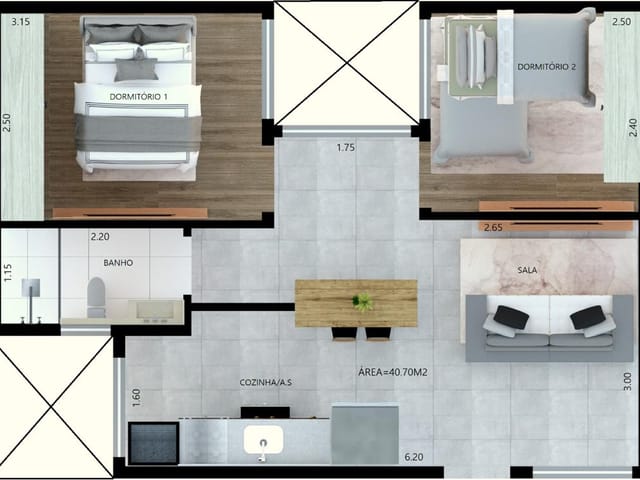 Apartamento com 380m² 2 quartos e 1 banheiro, à venda, no bairro Penha de França em São Paulo