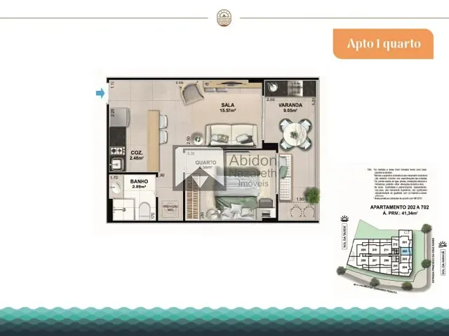 Apartamento 1 quarto e 1 banheiro, à venda, no bairro Itaipu em Niterói