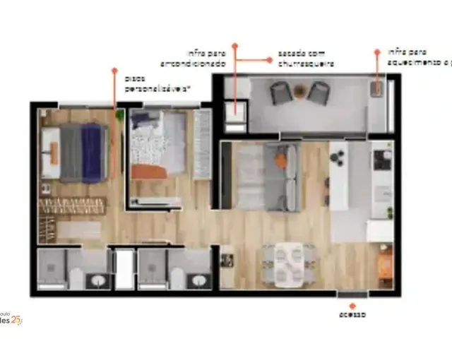 Apartamento 2 quartos e 2 banheiros, à venda, no bairro Novo Mundo em Curitiba