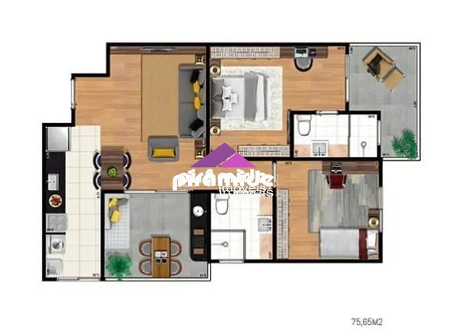 Apartamento com 76m² 2 quartos e 2 banheiros, à venda, no bairro Jardim Aquárius em São José dos Campos