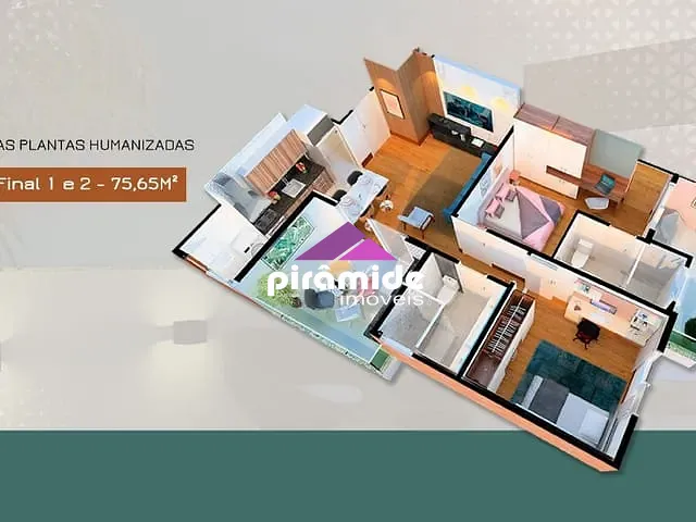 Apartamento com 76m² 2 quartos e 2 banheiros, à venda, no bairro Jardim Aquárius em São José dos Campos