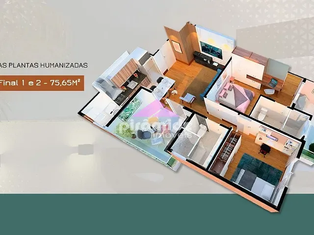 Apartamento com 76m² 2 quartos e 2 banheiros, à venda, no bairro Jardim Aquárius em São José dos Campos