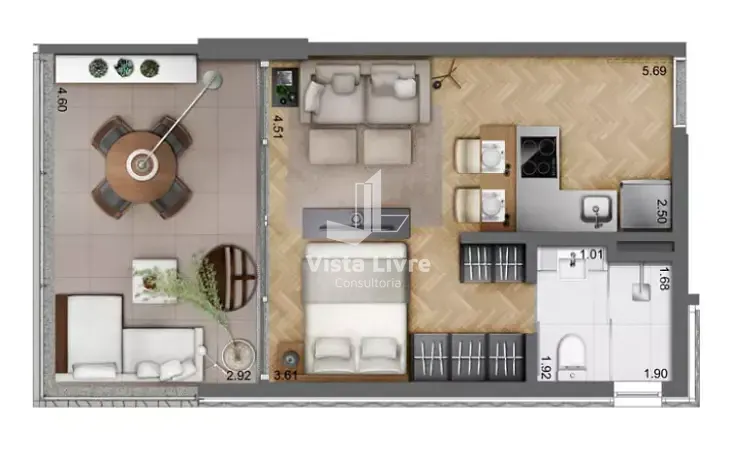 Apartamento, 1 quarto, 44 m² - Foto 6
