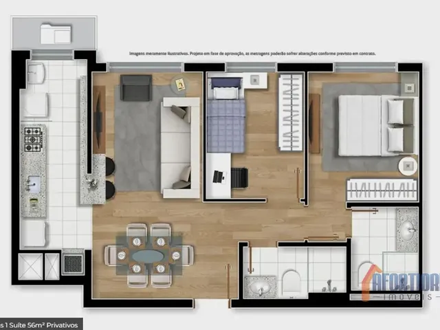 Apartamento 2 quartos e 1 banheiro, à venda, no bairro Santo Inácio em Curitiba