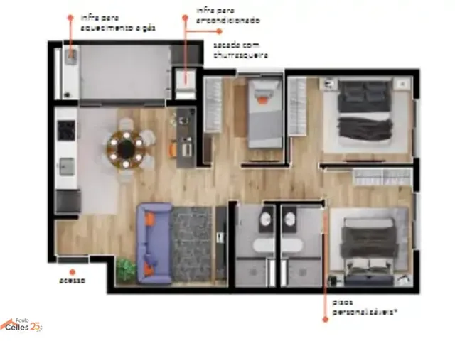 Apartamento 3 quartos e 2 banheiros, à venda, no bairro Novo Mundo em Curitiba