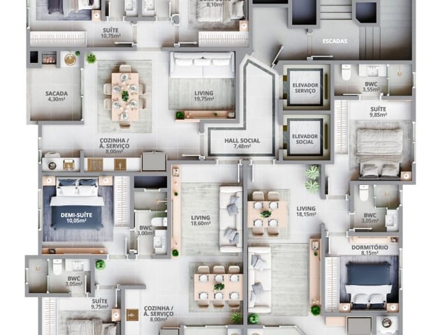 Apartamento com 63m² 2 quartos e 2 banheiros, à venda, no bairro Morretes em Itapema