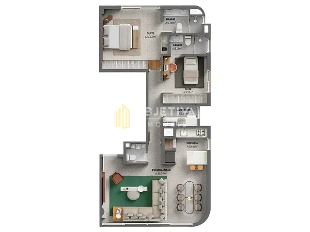 Apartamento 2 quartos e 3 banheiros, à venda, no bairro Moinhos de Vento em Porto Alegre