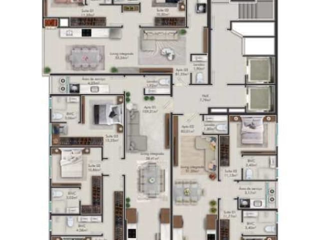 Apartamento com 109m² 3 quartos e 4 banheiros, à venda, no bairro Pereque em Porto Belo