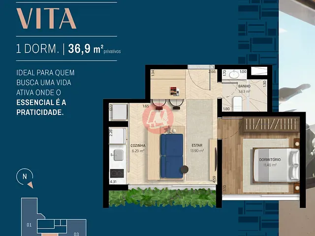 Apartamento 1 quarto e 1 banheiro, à venda, no bairro Moinhos de Vento em Porto Alegre