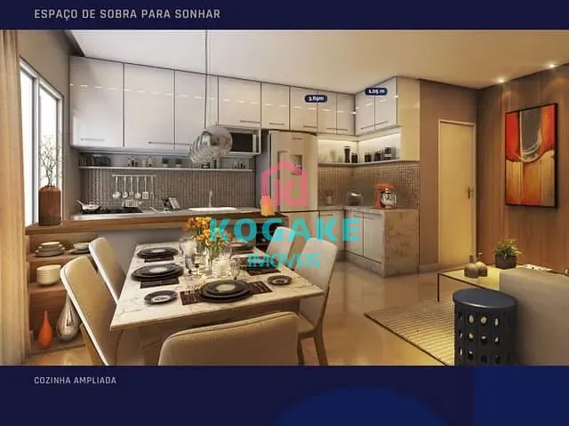 Apartamento com 56m² 2 quartos e 2 banheiros, à venda, no bairro Vila Industrial em São José dos Campos