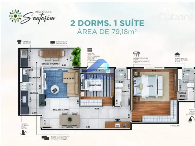 Apartamento 2 quartos e 2 banheiros, à venda, no bairro Parque Industrial em São José dos Campos