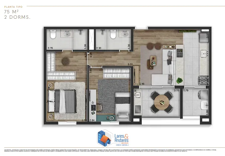 Apartamento, 2 quartos, 75 m² - Foto 22