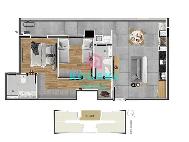 Apartamento com 73m² 2 quartos e 2 banheiros, à venda, no bairro Vila Ema em São José dos Campos