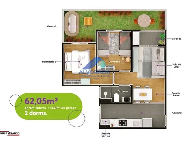 Apartamento 2 quartos e 1 banheiro, à venda, no bairro Jardim Das Paineiras I em São José dos Campos
