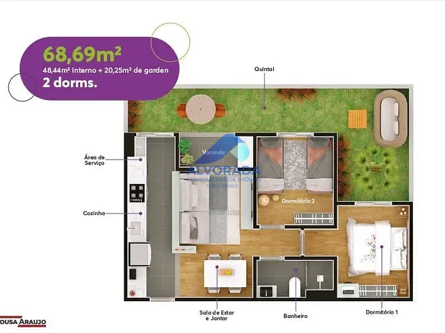Apartamento 2 quartos e 1 banheiro, à venda, no bairro Jardim Das Paineiras I em São José dos Campos