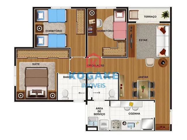 Apartamento 3 quartos e 2 banheiros, à venda, no bairro Conjunto Residencial Trinta e Um de Março em São José dos Campos